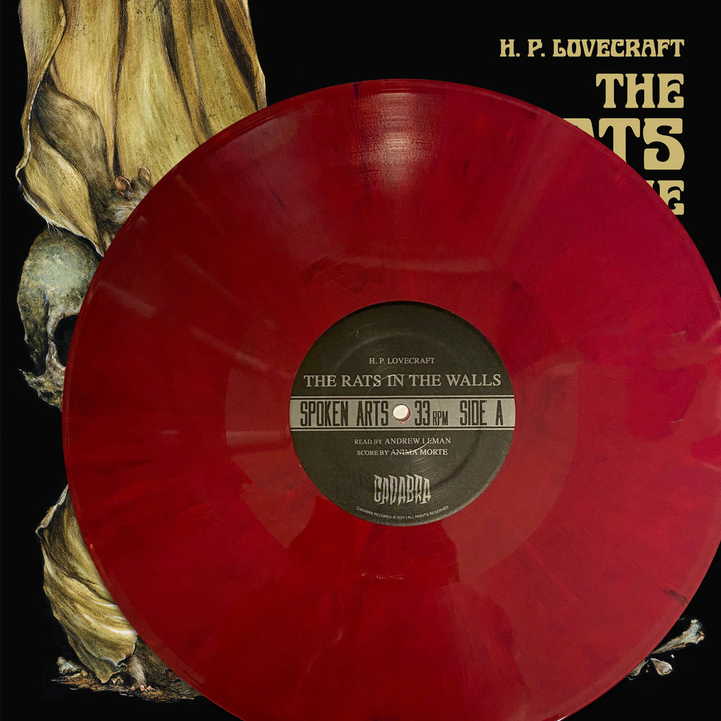 H. P. Lovecraft's, The Rats in the Walls 2x LP - Read by Andrew Leman, Score by Anima Morte - Crimson and black swirl