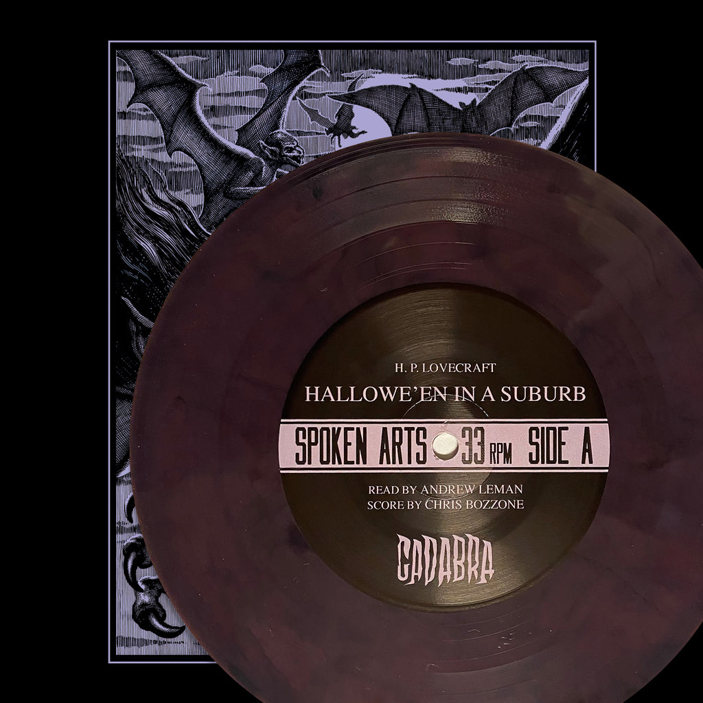 H. P. Lovecraft Hallowe'en in a Suburb & Others 7" Read by Andrew Leman, score by Chris Bozzone - Violet w/ black swirl vinyl