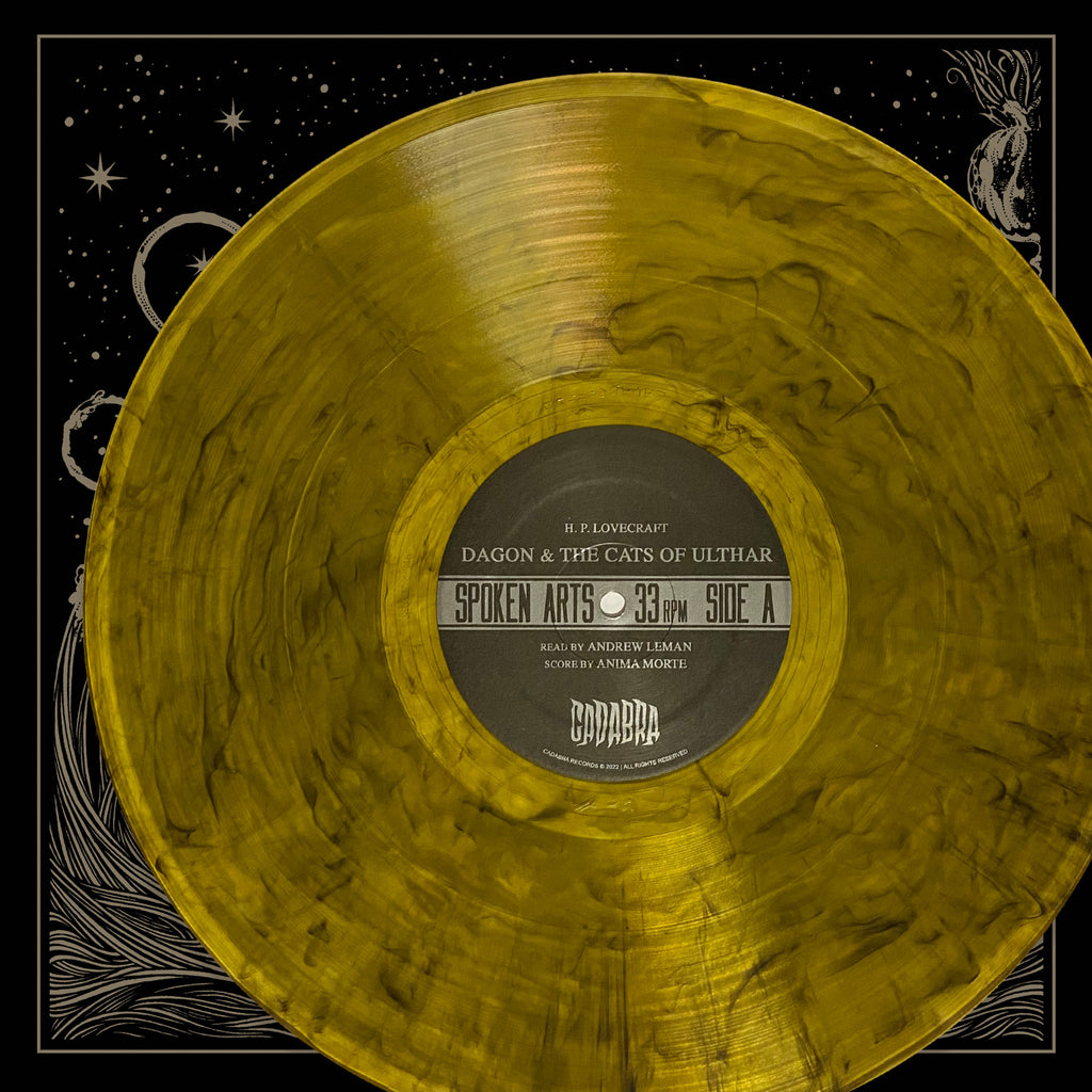 H. P. Lovecraft's, Dagon, The Cats of Ulthar & The Music of Erich Zann LP - Read by Andrew Leman, Score by Anima Morte - Yellow and Black Swirl Variant